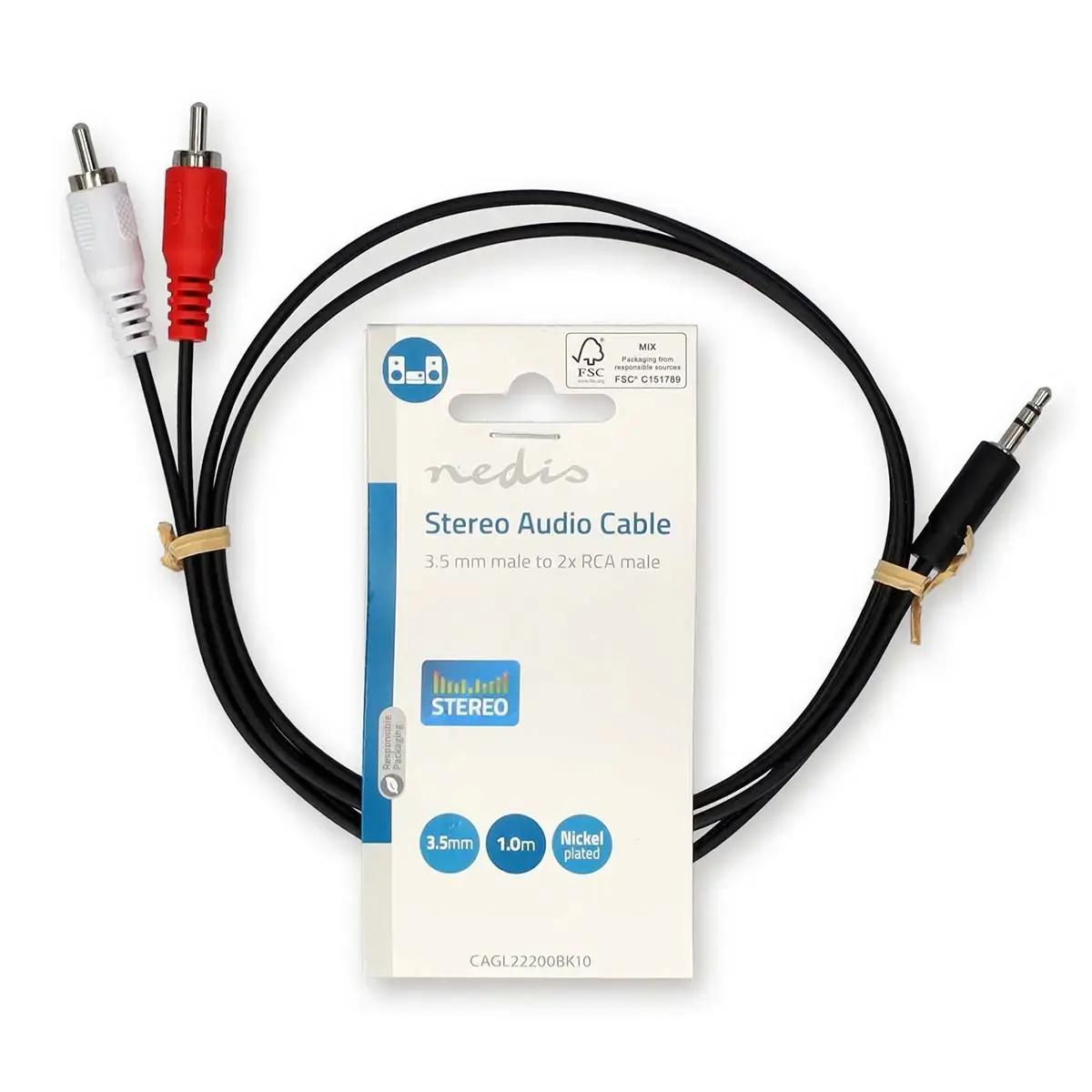 Nedis CAGL22200BK10 audio kabelis 1 m 3,5 mm→2×RCA Photo 3