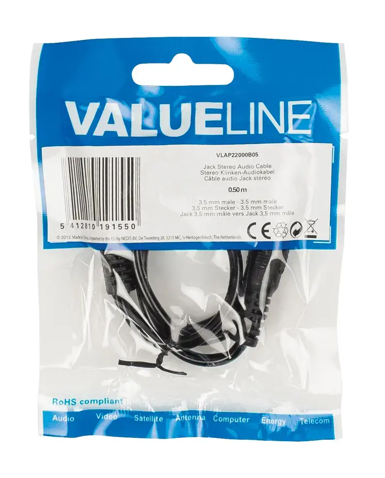 Audio cable 3.5mm male–male 0.5 m — No name VLAP22000B05 Photo 2