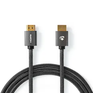 Кабель HDMI Nedis CVTB34000GY30 — 3 м, HDMI Type A штекер–штекер, 18 Гбит/с, ARC, позолоченные контакты, серый
