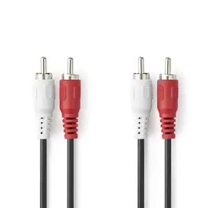 Аудиокабель Nedis CAGL24200BK15 — 2×RCA штекер на 2×RCA штекер, 1,5 м, CCS, никелированные контакты, чёрный