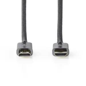 HDMI cable Nedis CVTB34000GY100 — 10 m, HDMI Type A male–male, 18 Gbit/s, gold-plated contacts, ARC, grey