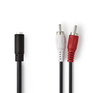 Audio cable Nedis CAGB22255BK02 — 2 x RCA (male) to 3.5 mm (female), CCS, nickel-plated contacts, 0.2 m, black