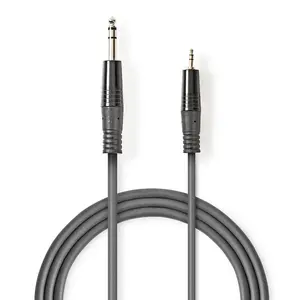 Audio cable Nedis COTH23205GY30 — 3 m, 6.35 mm (male) to 3.5 mm (male), copper, nickel-plated contacts, grey