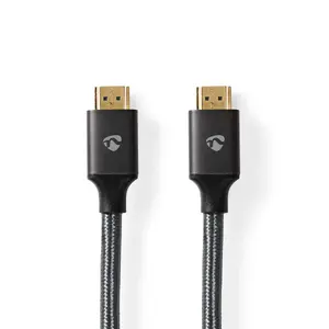 HDMI cable Nedis CVTB35000GY50 — 5 m, HDMI Type A male–male, 48 Gbit/s, gold-plated contacts, ARC, 3D, black
