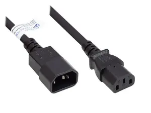 Power cable Alcasa P1430-S050, H05VV-F, C14 to C13 couplers, 5 m, 250 V 10 A, black
