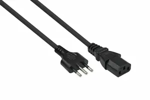 Power cable Alcasa SK6530-S018 — CEI 23-16 to IEC C13, H05VV-F3G, 1.8 m, 250 V 10 A, Black
