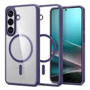 Чехол Spigen Ultra Hybrid (MagFit) для Galaxy S26+ — PC+TPU, прозрачный с темно-фиолетовыми акцентами, для 6,7"