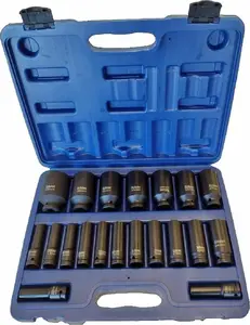 Socket set Fiskars 1/2" 20-piece impact sockets, chrome-silver finish