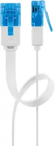 Патч-корд GOOBAY CAT 6A плоский U/UTP, 5 м, RJ-45—RJ-45, белый