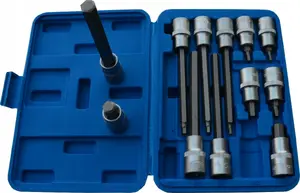 Sata hex socket key set 1/2" drive, long sockets, 12 pcs
