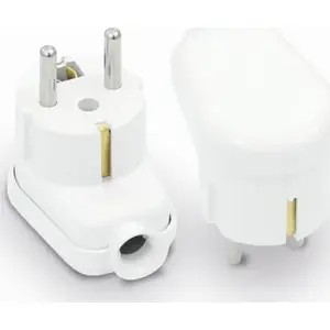 Angled detachable Schuko power plug Volteo VT-301-0020, 2P+Z 16A 250V, white