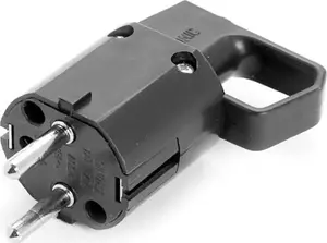 Power plug with handle and earth ViPlast 16A 250V black (model TJ384)