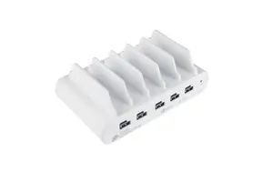 Charging station organizer Alcasa PCA-D006W freestanding, white, 110W, 100–240V, table placement