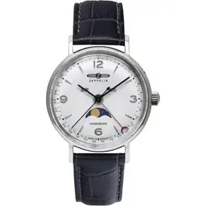 Wrist Watch Zeppelin Hindenburg Moonphase Lady 8077-1 by Zeppelin, moonphase display, analog, leather strap