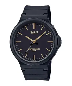Kvarca rokas pulkstenis Casio Standard MW-240-1E2VDF ar melnu sveķu korpusu un 3 gadu baterijas darbības laiku