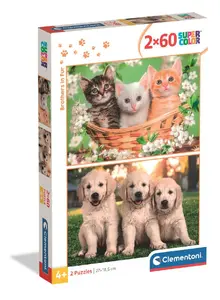 Clementoni SuperColor Brothers In Fur puzle 2x60 gabaliņi Ieteicamais vecums no 4 gadiem