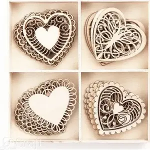 Wooden Shapes DP Craft — Hearts set, 20 pcs, natural wood