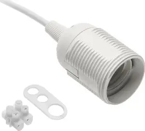 Lamp holder GTV E27 with cable and connector 60W 2x0.75mm white