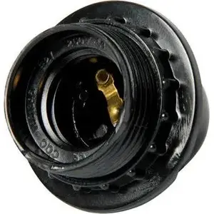 Porcelain-style bakelite lamp holder with ring Unimet E27, black