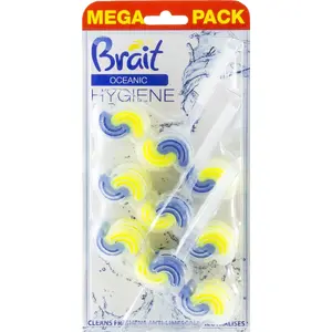 Таблетка для унитаза Brait Hygiene & Fresh 2‑фазная Oceanic, 3×45 г