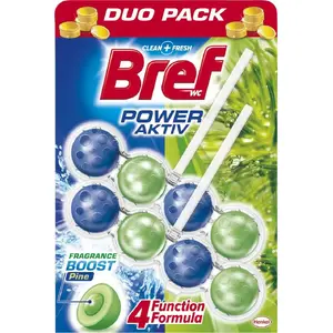 Подвесной блок для унитаза Bref Power Aktiv Pine, 2 × 50 г – средство для чистки и запаха
