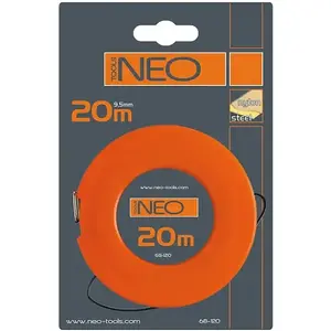 Tape measure NEO tools 68-120 — 20 m, plastic housing, black and orange