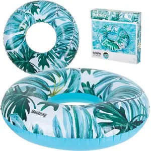 Inflatable Swim Ring Bestway 36237 – blue palm-leaf design, for users up to 90 kg