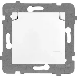 ROSA single hermetic electrical socket with earth/ground — white — model E+PL-66604