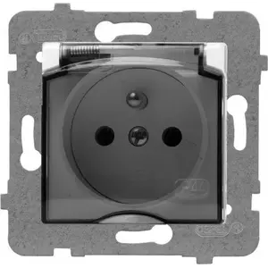 ROSA single waterproof electrical outlet with earthing, white, protective flap
