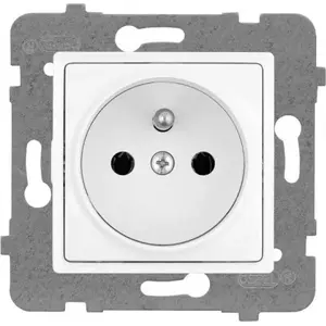 Electrical wall socket ROSA single outlet with grounding and switch, white