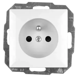 Wall Socket with Earth and Shuttered Contacts Abex PT-16P MOD.BIAŁY — opal/pearl white