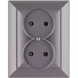 Wall socket double Abex PT-5P Perła without earth, anthracite