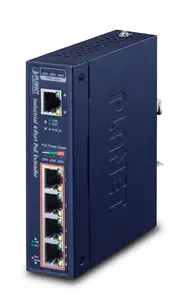 Сетевой передатчик Repotec IPOE-E174 — удлинитель сети, 10/100/1000 Мбит/с, макс. дальность 200 м, металлический корпус, синий