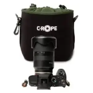 Pouch camera case C-Rope CRP-CNB-M-BLK-2 for cameras — black and green, shoulder strap