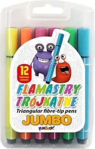 Marķieri Titanum Flamastry 12 krāsas trijstūra jumbo (FJ-204-12)