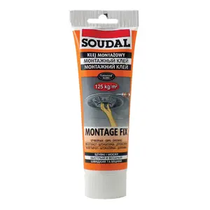 Монтажный клей Soudal MONTAGE FIX 250 мл — монтажный клей для конструкций, картридж 250 мл