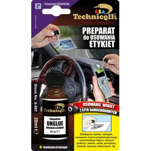 Etiķešu noņemšanas līdzeklis Technicqll P-997 20 ml blisterī — līmes un uzlīmju atlikumu noņemšanai