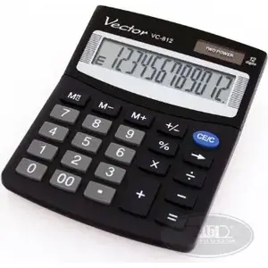 Kalkulators VECTOR KAV VC-812 galda pamatmodelis, ciparu tastatūra, bateriju barošana