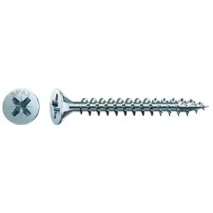 Screw SPAX Flat countersunk head Cross recess Z, metal zinc, 4 mm x 30 mm, thread length 25 mm, pack 200