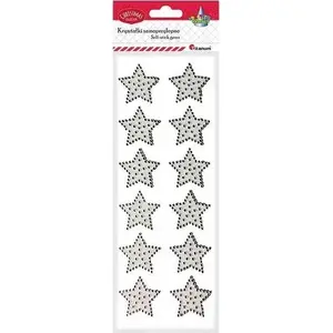 Foil Star Stickers 40 mm, white, pack of 12 — Titanum (MPN 460539)