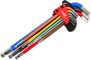 Набор шестигранных ключей AWTools AWTOOLS 9 шт длинные шаровые 1,5–10,0 мм Black Line