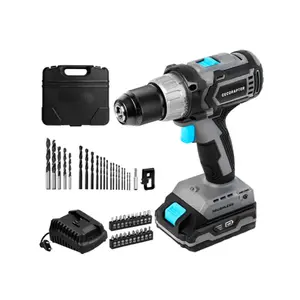 Cordless drill CECOTEC 70002 — brushless pistol-grip, 20 V, 2 Ah, 2000 RPM, chuck 2 mm–13 mm, set of 20 bits