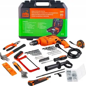 Eļļas/elektriskā perforators Isma IS-1095 750W ar 95 gab. urbju un bitu komplektu koferī