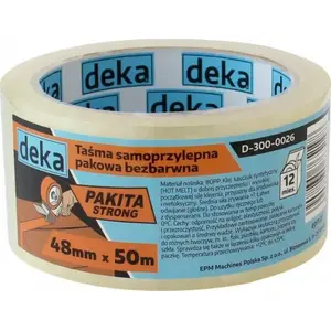Iepakojuma lenta Deka Strong 48 mm x 50 m, caurspīdīga, izturīga līme