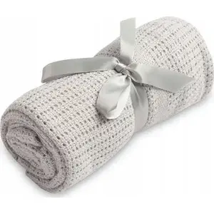 Blanket Sensillo Moli light gray — knitted openwork baby blanket