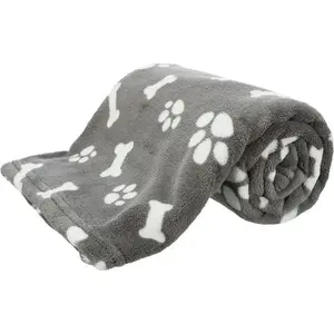 Blanket Trixie Kenny 100×75 cm graphite with paw print pattern TX-37096