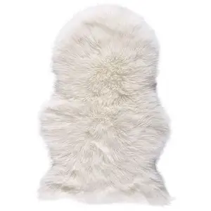 Aitas Ādas Paklājs DOMOLETTI KESKO-HLG003 — aitas vilnas paklājs 90×60 cm, piena krāsa