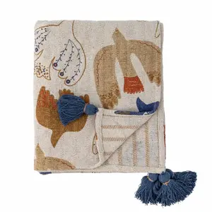 Throw blanket Bloomingville Anniversary 130 x 160 cm — cotton/polyester/viscose, brown