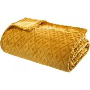 Throw Blanket Dekoracja domu Losan 3D pattern 180x230 cm yellow
