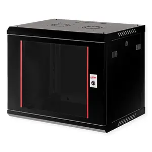 Wall-mounted rack cabinet ROLINE 26.21.0284 — 9U, 19", 600×450×512 mm, IP20, black, 80 kg